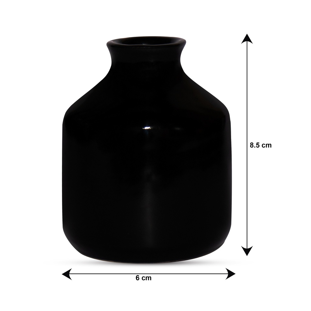 Edysian Ceramic Reed Diffuser Pot,(3.5 inch, Black) with 4 Natural Reed Sticks,3 Spiral Reed Sticks and 1 Flower Stick for Home Decor Products, Home Fragrances, Risk F