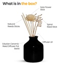 Edysian Black Ceramic Decorative Reed Diffuser Set Bottle/ Round, With Lemongrass Oil Fragrance (50 ML)