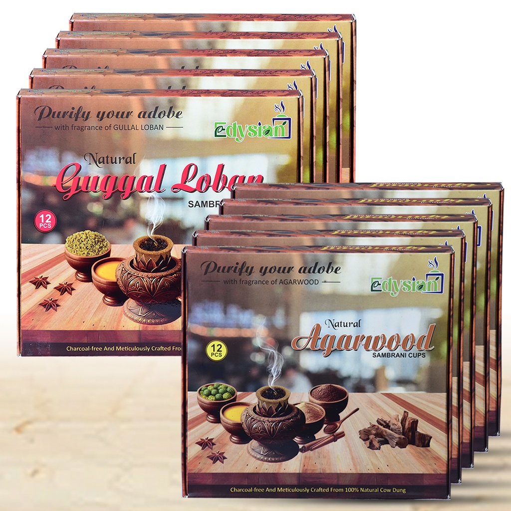  Agarwood and Guggal Loban Sambrani Dhoop Cups Combo Pack