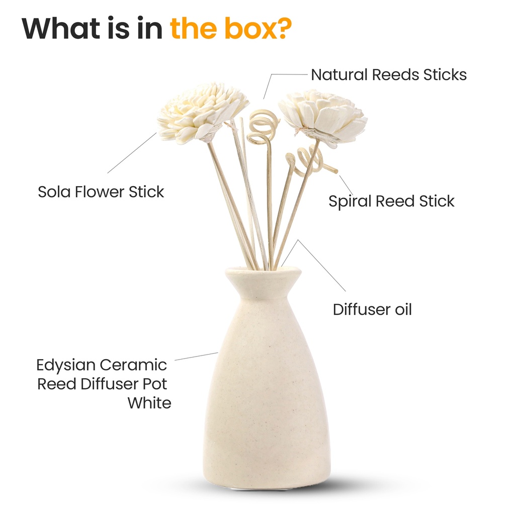 Off White Ceramic Reed Diffuser Set -  Ivory