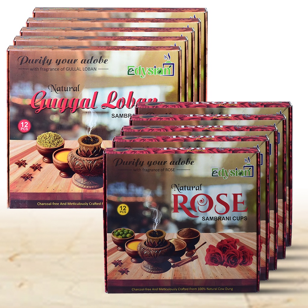  Rose and Guggal Loban Sambrani Dhoop Cups Combo Pack