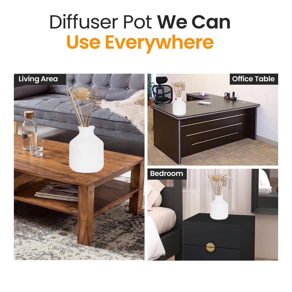 White Ceramic Reed Diffuser Set -  Round