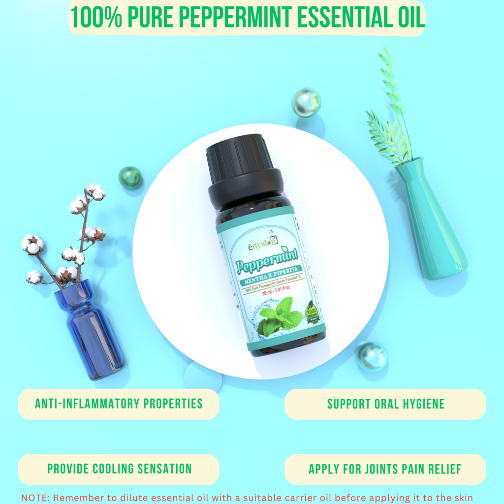 Peppermint Pure & Natural Essential Oil By Edysian