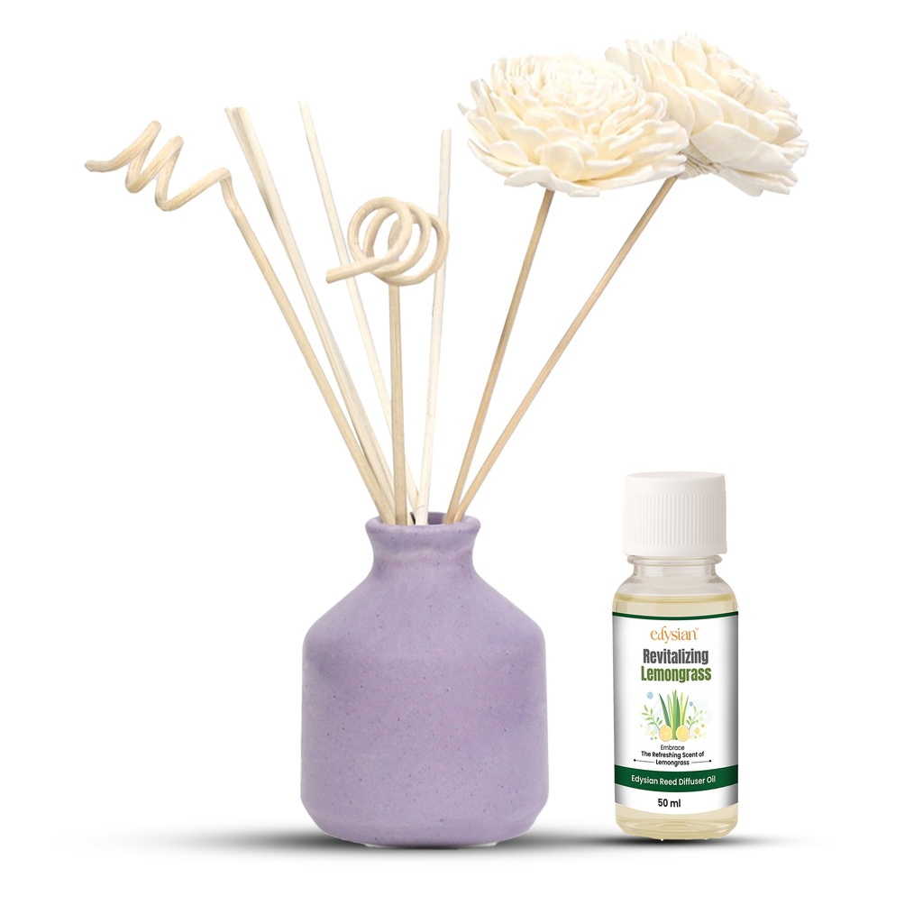 Purple Ceramic Reed Diffuser Set -  Round