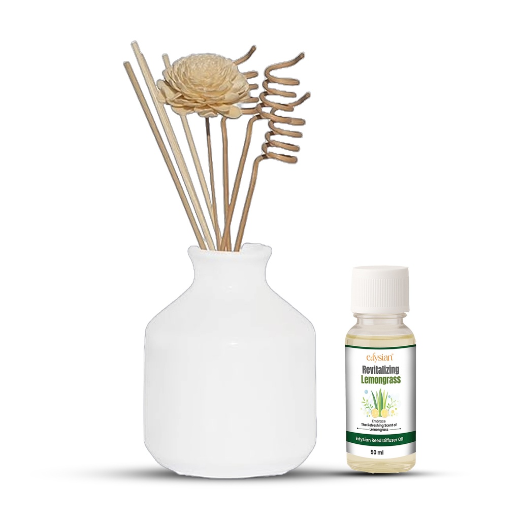 White Ceramic Reed Diffuser Set -  Round