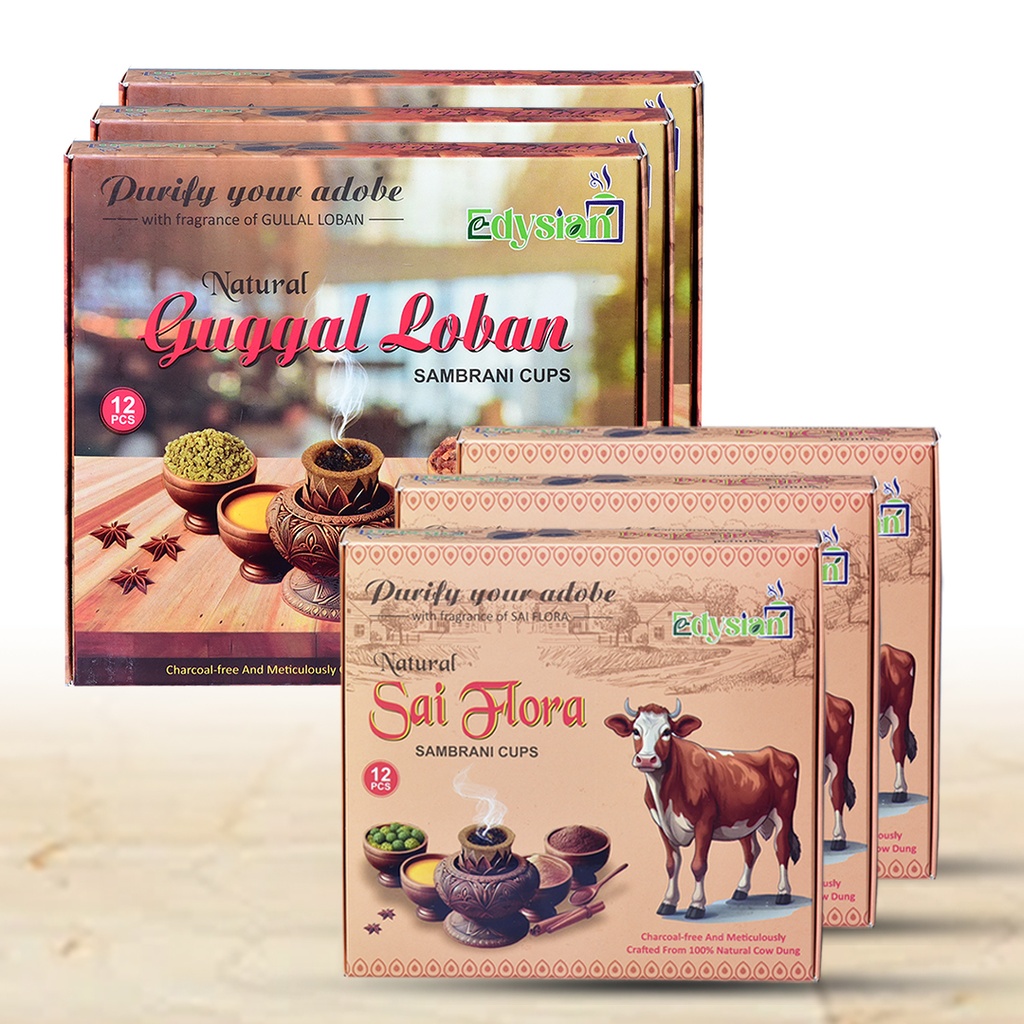  Sai Flora & Guggal Loban Sambrani Dhoop Cups Combo Pack