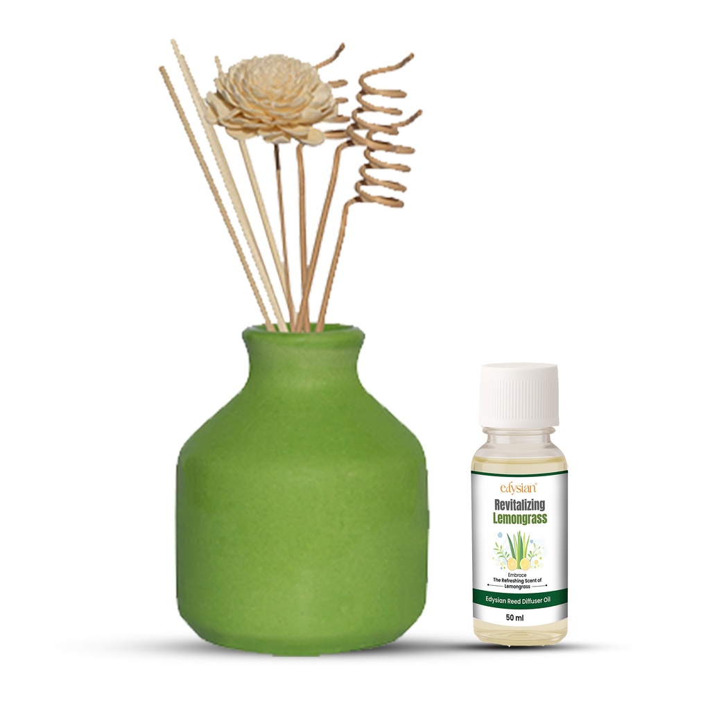 Green Ceramic Reed Diffuser Set -  Round